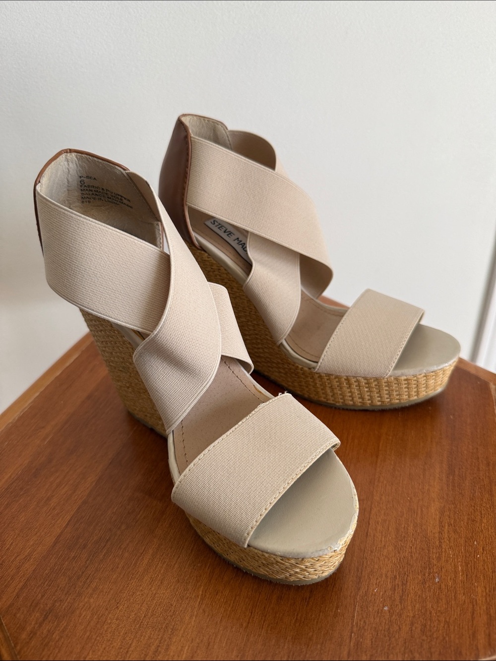 Steve Madden Neutral Crisscross Espadrille Wedge Sandals